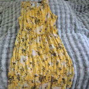 Simply Vera Vera Wang 🖤 Yellow and Brown Sleeveless Dress (530)